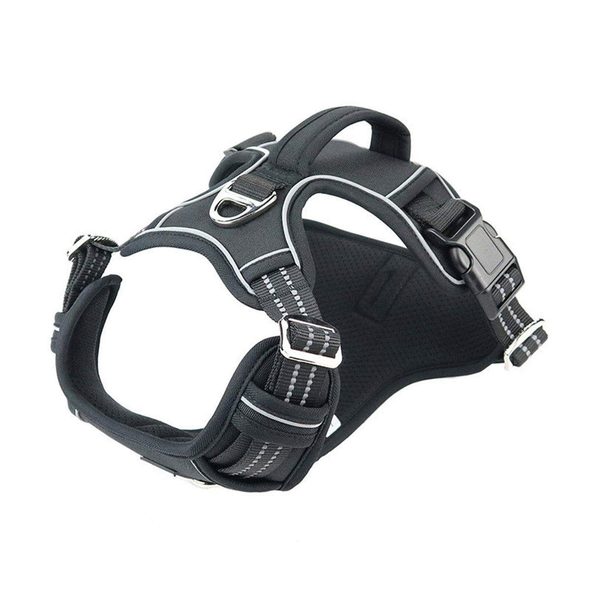 Arnés impermeable y resistente para perros con asa vertical.